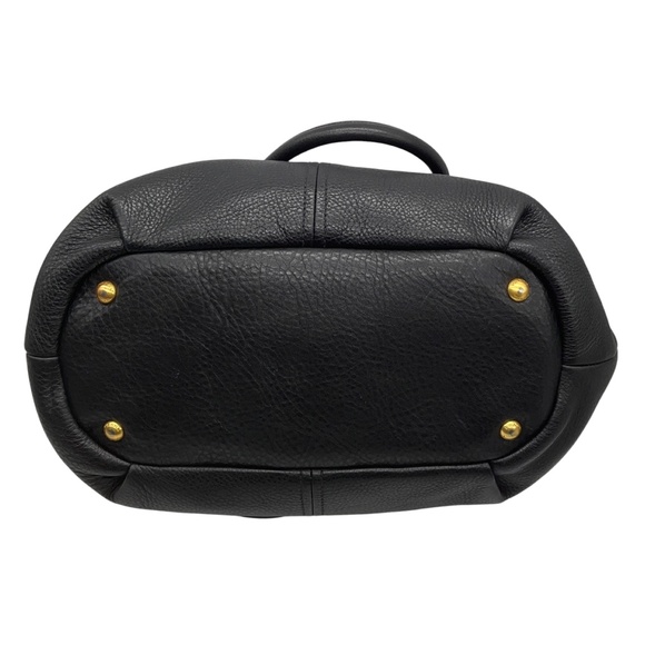 PRADA BLACK NERO / GOLD LOGO PLAQUE VITELLO DAINO HANDBAG - Picture 5 of 15